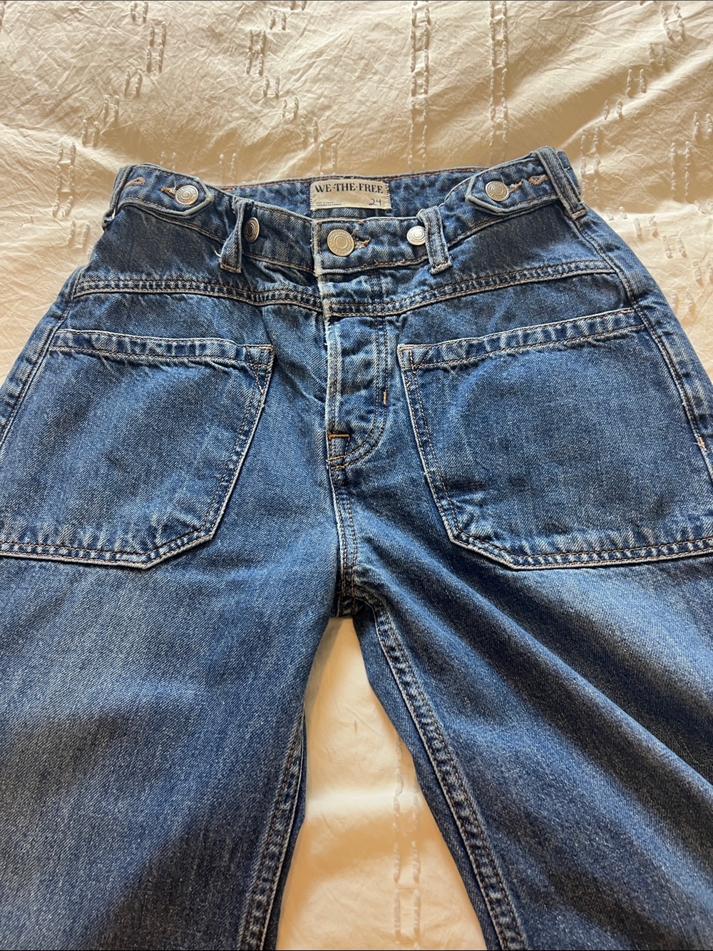 We The Free Jeans Palmer Cuff Vintage High-Rise Wide Leg Free People Revolve - Picture 6 of 14